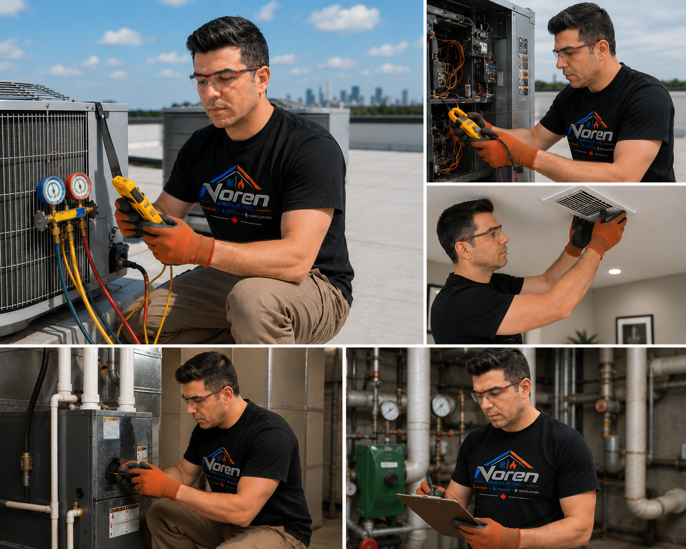 Noren Group technician performing electrical, ventilation and furnace work